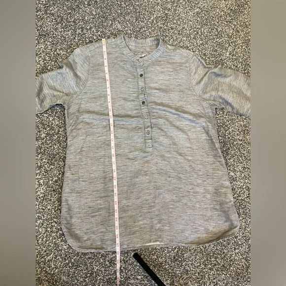 J Jill Womens Med Popover Tunic Shirt Gray Heather L-Sleeve Tencel Linen - Picture 9 of 9